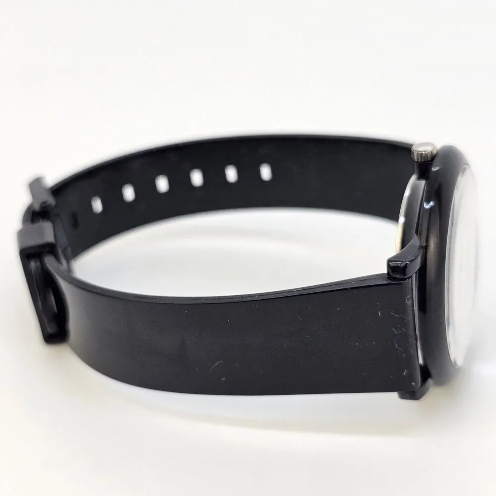 QQ Unisex Watch 37MM White Dial Black Plastic Band Straps New‎ Battery